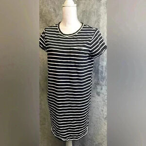 Gap pocket T-shirt dress black‎ & white stripe women’s size M